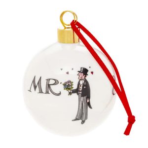 Mr & Mrs Fine Bone China Christmas Bauble