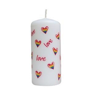 Love Heart Rainbow Pillar Candle