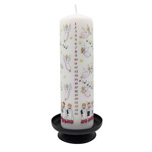 Angels & Choir Red with Musical Notes Christmas Advent Large Pillar Candle