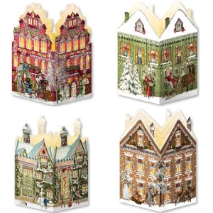 Houses Mini Advent Lanterns Pack of 24 (4 designs)