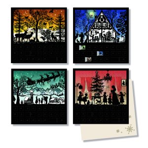 Christmas Scene Silhouettes Advent Calendar Cards