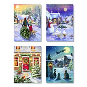 Christmas In The Village Advent Calendar Card