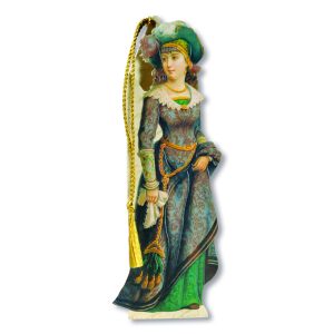 Victorian Woman In Blue Dress And Teal Hat Bookmark Cards