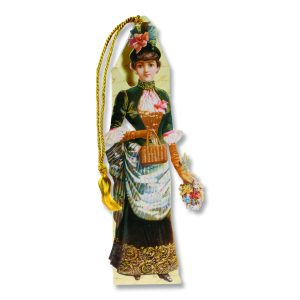 Victorian Woman With Flowers And Basket Bookmark Cards