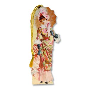 Victorian Woman With Parasol And Floral Dress Bookmark Cards