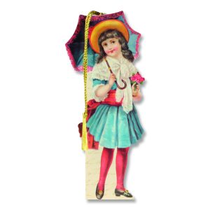 Victorian Girl With Parasol And Flowers Bookmark Cards
