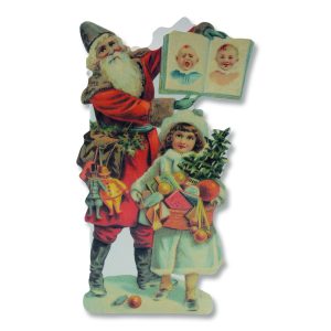 Father Christmas And Girl Nostalgic Christmas Card
