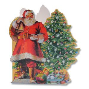 Santa Tree And Toys Nostalgic Christmas Card