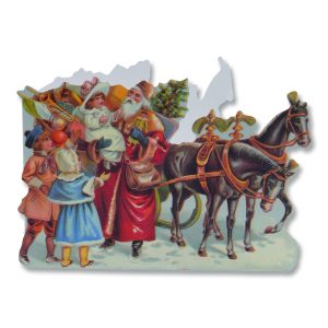 Children And Father Christmas Nostalgic Christmas Card