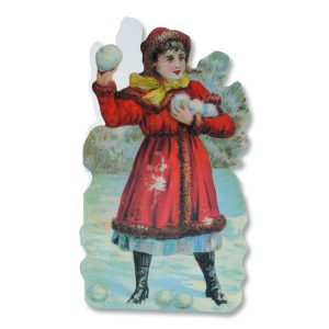 Girl In The Snow Nostalgic Christmas Card