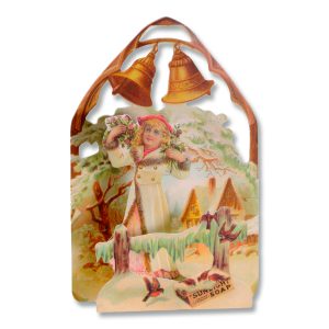 Bells And Little Girl 3D Christmas Card